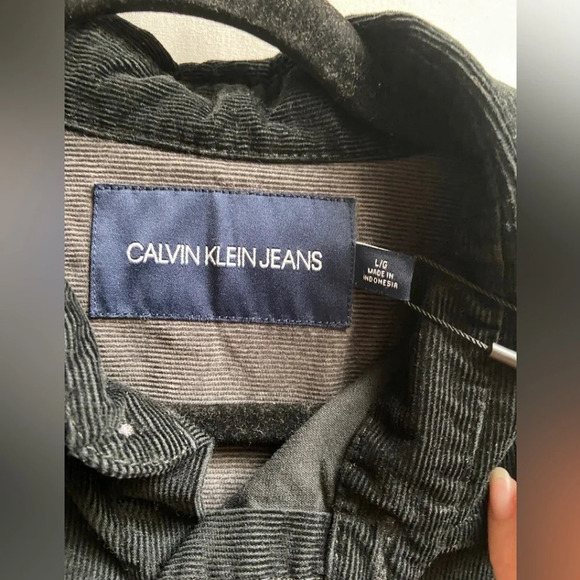 Calvin Klein Colorblocked Corduroy Button Up Shirt Sz L - Picture 5 of 8